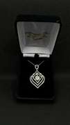 FANCY SWIRL 18K WHITE GOLD AND DIAMOND PENDANT AND CHAIN (1.95 CT IN DIAMONDS)