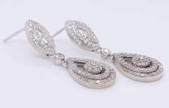 Dazzling White Gold Iced Diamond Pear Shaped Dangle Earrings