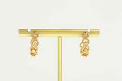 14K Yellow Gold 0.24 Ctw Diamond Circle Rope Pattern Hoop Earrings