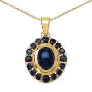 14 Kt Gold Plated 3 Ct Natural Blue Sapphire Pendant