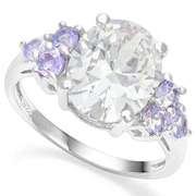 4.39CT WHITE TOPAZ & 2/3CT TANZANITE 18K GOLD PLATED RING