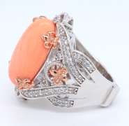 Vintage 925 Sterling Silver Coral Ring