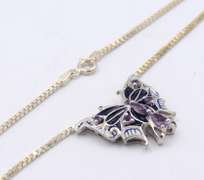 Vintage 925 Sterling Silver Butterfly Pendant on Chain