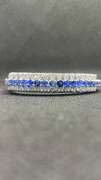 UNIQUE 9.00 CARAT SAPPHIRE BANGLE WITH DIAMOND PAVE IN 14K WHITE GOLLD