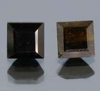 Square cut 2.33ct midnight olive green Tourmaline pair
