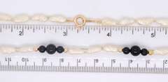 Fresh Water Pearl and Black Onyx and Gold Bead Necklace