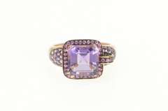 14K Rose Gold 5.85 Ctw Amethyst Tourmaline Pave Statement Ring