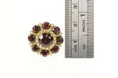 14K Yellow Gold 5.50 Ctw Garnet Seed Pearl Round Cocktail Ring