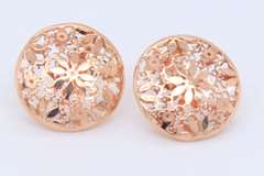 Cute Rose Gold Round Flower Stud Earrings