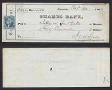 Thames Bank Norwich CT Postage Stamp 1863