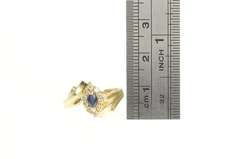 14K Yellow Gold Marquise Sapphire Diamond Halo Bypass Ring