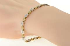 14K Yellow Gold 1.00 Ctw Diamond Two Tone Geometric Tennis Bracelet