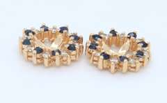 Pleasing Yellow Gold Diamond and Sapphire Earring Jackets
