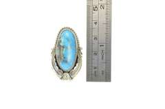 Sterling Silver Roy Buck Native American Turquoise Cabochon Ring