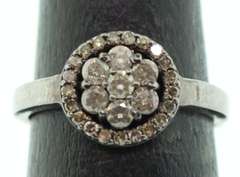 Pretty Sterling Silver Diamond Cluster Ring