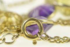 Sterling Silver Citrine Amethyst By the Yard Chain Necklace
