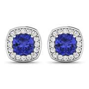 14 Kt 1.64 Ct Vivid Tanzanite & Diamond Earrings