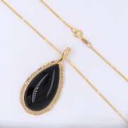 Gorgeous Black Onyx Pendant on Yellow Gold Chain
