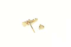 14K Yellow Gold Pink & White Cubic Zirconia Butterfly Single Earring