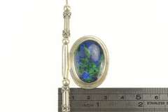 Sterling Silver Malachite Included Lapis Oval Cabochon Necklace
