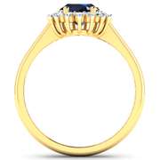 14 Kt Solid Yellow Gold Kashmir Midnight Blue Sapphire Diamond Ring