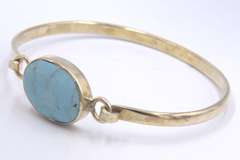 Vintage 925 Sterling Silver Signed Turquoise Bangle