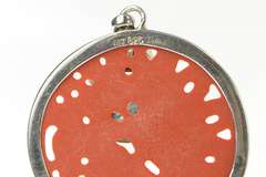 Sterling Silver Carved Cinnabar Phoenix Filigree Medallion Pendant