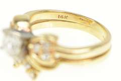 14K Yellow Gold 1.09 Ctw Diamond Bow Engagement Bridal Set Ring