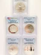 5 one silver dollar certified