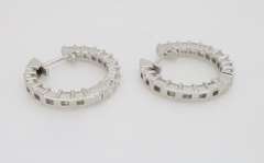 Rare Carré cut Diamond Hoop Earrings made in 18k White Gold