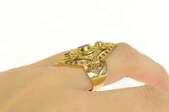18K Yellow Gold 3.39 Ctw Ruby Sapphire Emerald Encrusted Ring