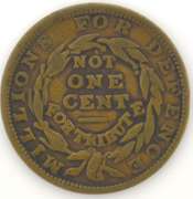 1837 "Not One Cent" Hard Times Token HT-49
