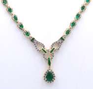 Majestic Yellow Gold Emerald and Diamond Necklace
