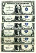 6 1935-E US $1 Silver Certificates