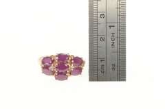 14K Rose Gold 4.06 Ctw Oval Ruby Diamond Cluster Statement Ring