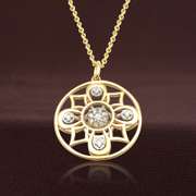 VINTAGE 14K YELLOW GOLD & 0.168CT DIAMONDS PENDANT