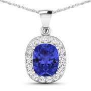 14 K White Gold 3 Ct Tanzanite & Diamond Pendant