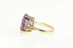 14K Yellow Gold Oval Amethyst Diamond Accent Cocktail Ring