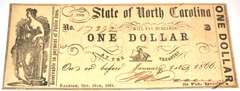 $ 1 State of North Carolina Raleigh 1861 Note