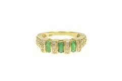 10K Yellow Gold 1.64 Ctw Oval Emerald Diamond Squared Ring