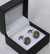 Handsome Pair Jeweled Style Cufflinks By Carelli