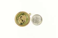 14K Yellow Gold 1960's Pisces Nephrite Astrology Zodiac Pendant/Pin