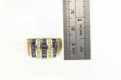 14K Yellow Gold 2.76 Ctw Princess Sapphire Diamond Band Ring