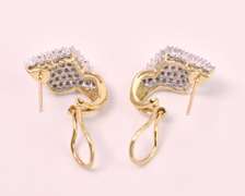 Captivating Diamond Cluster Earrings in Two Tone Yellow Gold