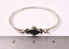 Black Gem Set In Sterling Silver Bracelet