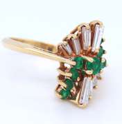 Gorgeous 18kt Yellow Gold Baguette Diamond and Emerald Ring