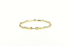 14K Yellow Gold Oval Natural Emerald Diamond Accent Tennis Bracelet
