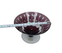 Ajka Hungary Crystal Amethyst Cut to Clear 24 PbO Crystal Footed Bowl, Different Patterns, Inverted Bell Waterford Quality
