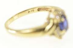 14K Yellow Gold Oval Syn. Sapphire Diamond Cluster Ring