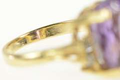 14K Yellow Gold Oval Amethyst Diamond Accent Cocktail Ring
